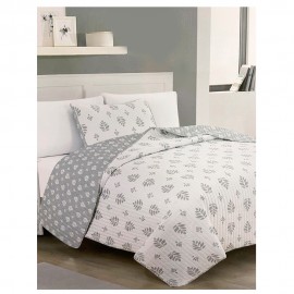 Juego De Quilt Dahlia Gris Cosido King