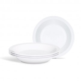 Juego de Platos Para Sopa White Porcelana Bone China Blanco 4 pzas- Blanco