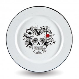 Plato Trinche Decorado Calavera Cinsa – Blanco