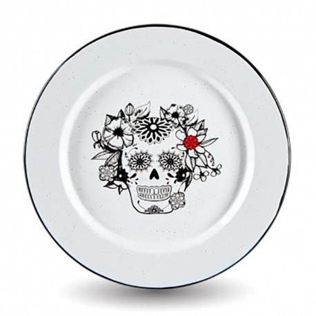 Plato Trinche Decorado Calavera Cinsa – Blanco